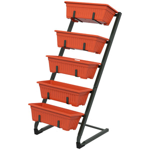 5-Tier Vertical Raised Garden Planter with 5 Boxes, Wheels, Outdoor Plant Stand for Vegetable Flowers, Brown – view 15