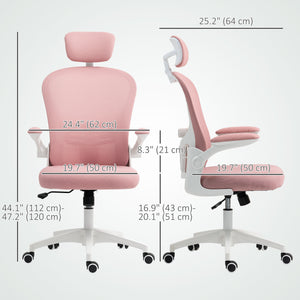 Office Chair, Mesh Computer Desk Chair with Adjustable Headrest, 4D Lumbar Support, Flip-up Arm, Grey – view 9