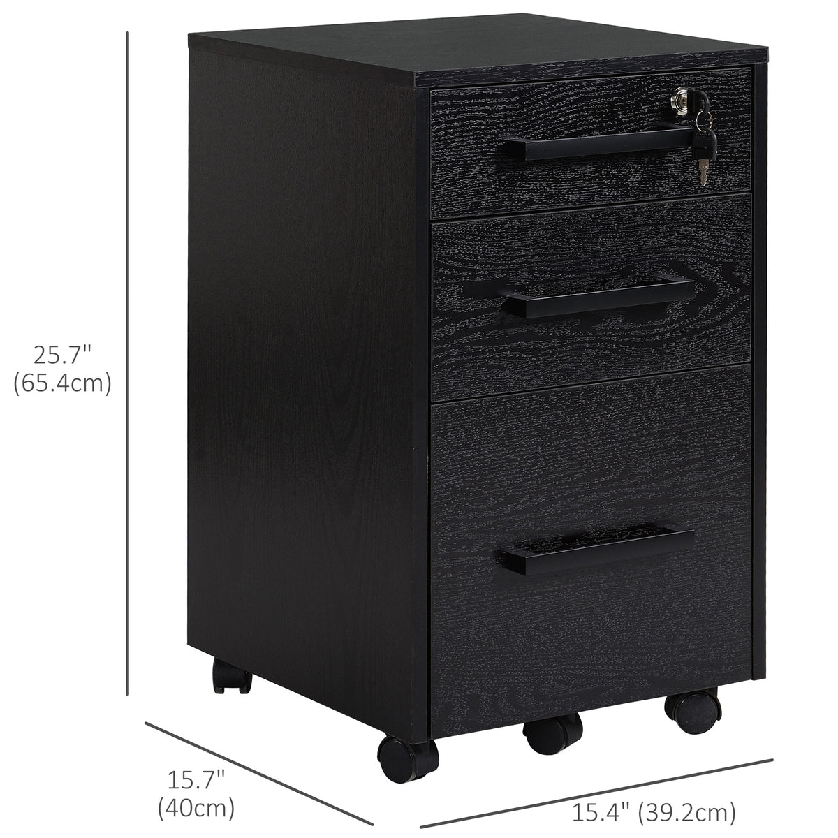 Lockable Vertical File Cabinet with Lock, 3 Drawer Filing Cabinet with Hanging Bars for Letter and A4 Size – view 2