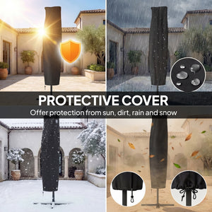 11.3 ft Cantilever Patio Umbrella with Light, Cover, Aluminium UPF50+ Offset Outdoor Umbrella Parasol – view 4