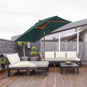 6.6x5ft Square Market Parasol, Wooden Patio Umbrella with Tilt Mechanism and 6 Bamboo Ribs – view 14