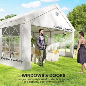 20' x 13' Party Tent, Heavy Duty Gazebo Canopy with Windows, Outdoor Party Wedding Tent with 4 Removable Sidewalls White