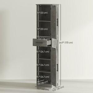 67" Tall Bathroom Cabinet, Narrow Bathroom Storage Cabinet with Drawer, Barn Doors and Adjustable Shelves – view 9