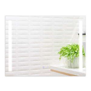 32 x 24 Inch Quadrate Wall Mirror with 3-Color Lights and, Anti-Fog Function