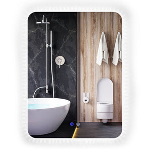 32 x 24 Inch Shatterproof Wall Mirror with 3-Color Lights and, Anti-Fog Function