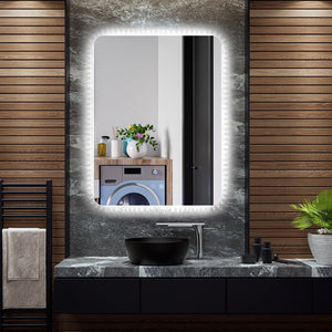 32 x 24 Inch Shatterproof Wall Mirror with 3-Color Lights and, Anti-Fog Function view 2