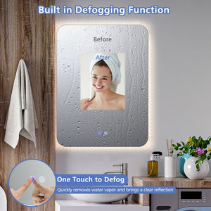 32 x 24 Inch Shatterproof Wall Mirror with 3-Color Lights and, Anti-Fog Function view 3
