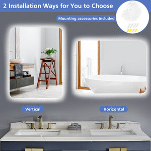 32 x 24 Inch Shatterproof Wall Mirror with 3-Color Lights and, Anti-Fog Function view 5