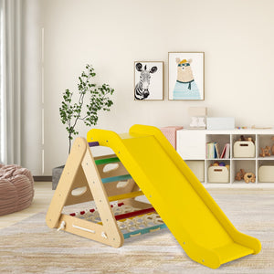 Patented 4 in 1 Triangle Climber Toy with Sliding Board and Climbing Net-Multicolor view 3