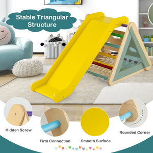 Patented 4 in 1 Triangle Climber Toy with Sliding Board and Climbing Net-Multicolor view 7