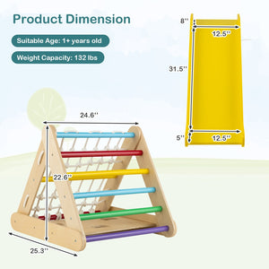 Patented 4 in 1 Triangle Climber Toy with Sliding Board and Climbing Net-Multicolor view 5