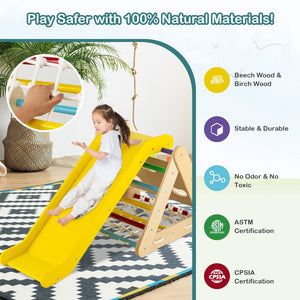 Patented 4 in 1 Triangle Climber Toy with Sliding Board and Climbing Net-Multicolor view 6