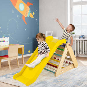 Patented 4 in 1 Triangle Climber Toy with Sliding Board and Climbing Net-Multicolor view 2