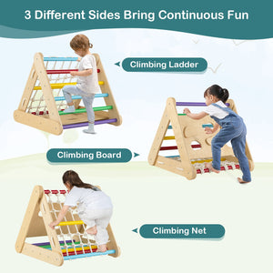 Patented 4 in 1 Triangle Climber Toy with Sliding Board and Climbing Net-Multicolor view 8