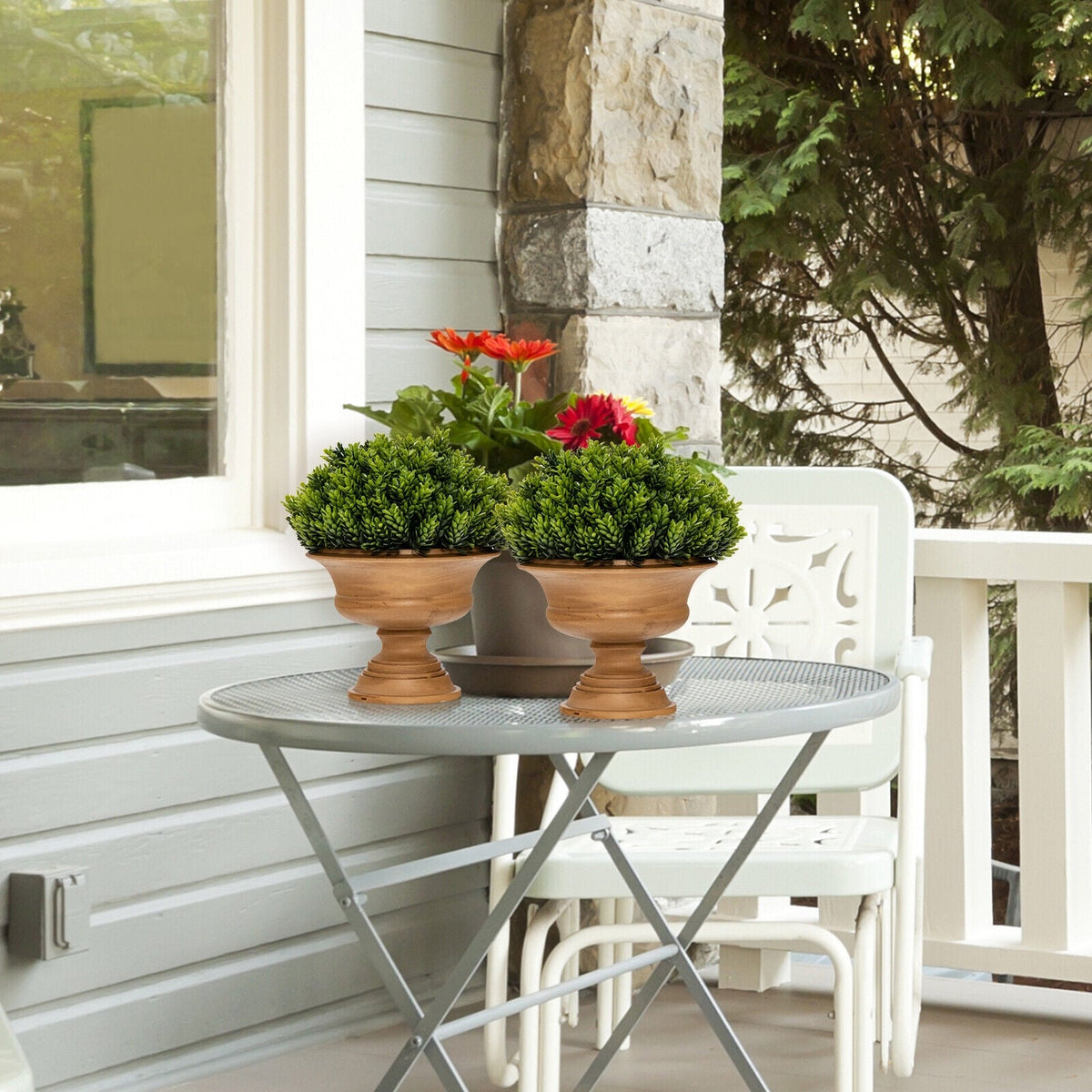4 Pack Artificial Boxwood Topiary Trees view 2