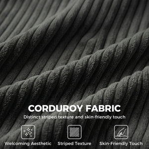 3 Seater Sofa with Wide Seat, Corduroy Couch with Deep Seat, Spring Cushion, Dark Grey