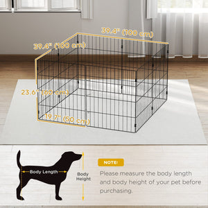 Foldable Metal Exercise Dog Playpen, Expandable Pet Fence Indoor Outdoor Use for Small Dogs, 20" x 24", 8 Panels, Black