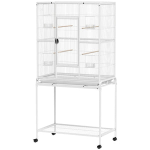 64" Extra Large Bird Cage, Rolling Metal Parrot Cage, Bird House with Detachable Rolling Stand – view 6