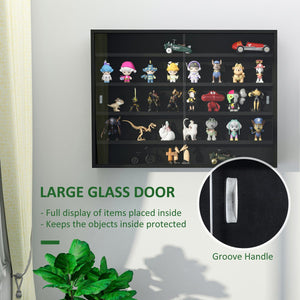 5-Tier Display Cabinet, Shot Glass Display Case, Glass Curio Cabinet with 2 Glass Doors and 4 Adjustable Shelves, Black