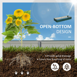 95" x 36" x 12" Galvanized Raised Garden Bed, Metal Elevated Planter Box for Growing Flowers, Herbs, Succulents, Green