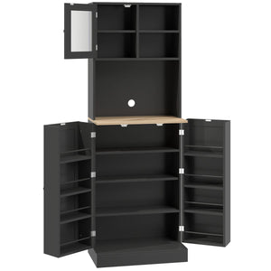 66.5" Tall Kitchen Pantry Cabinet, Kitchen Hutch, Microwave Cabinet with Adjustable Shelves for Dining Room, Black