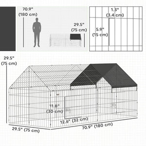 Metal Chicken Coop with UV-Resistant Cover for Hens, Rabbits, Ducks, Geese, 71" x 29.5" x 29.5", Black