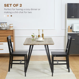 Wooden Dining Chairs Set of 2, Kitchen Chairs with Cross Back, Solid Structure for Living Room and Dining Room, Black