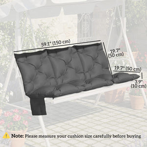 Bench Cushion Water-Repellent Outdoor Furniture Pad Seater Swing Chair 59.1" x 39.4" Dark Grey