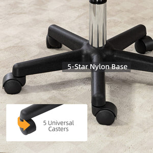 PU Leather Adjustable Rolling Stool, Round Swivel Drafting Stool with Back, Wheels, Light Brown