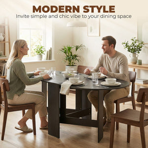 Oval Folding Dining Table, Space Saving Drop Leaf Kitchen Table for Dining Room, Living Room, Black