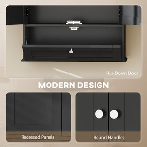Medicine Cabinet with Adjustable Shelf, Bathroom Wall Cabinet Bathroom Cabinet with Recessed Panels, Black