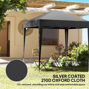6.6'x6.6' Pop Up Canopy Tent with Sidewalls, Instant Sun Shelter Camping Gazebo with Carry Bag, Black