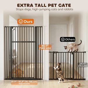 55" Extra Tall Pet Gate 30-41" Wide Adjustable Baby Gate Pressure Mounted for Doorways, Hallways, Stairs