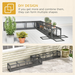 79" Long Cat Tunnel, Cat shelter L- Shape with Extendable Design, Cat Enclosure for Indoor/Outdoor Use, Lead Grey