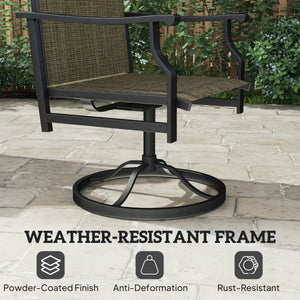 Patio Swivel Chair Set of 2, Swivel Rocker Outdoor Chairs with High Back, for Lawn Garden Backyard Deck, Brown