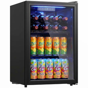 2.4 Cu.Ft Beverage Refrigerator, 70 Can Beverage Fridge Cooler with Double-Layer Glass Door