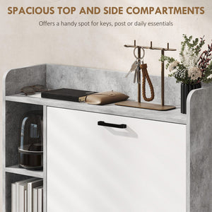 Shoe Cabinet with 2 Flip Drawers, 3 Side Compartments, Adjustable Shelves, 8-12 Pairs for Entryway Hallway, Grey