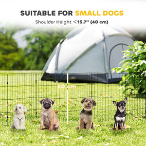 Foldable Metal Exercise Dog Playpen, Expandable Pet Fence Indoor Outdoor Use for Small Dogs, 20" x 24", 8 Panels, Black