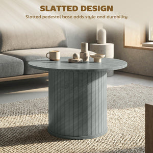 Round Coffee Table, 24" Center Table, Cement Grey