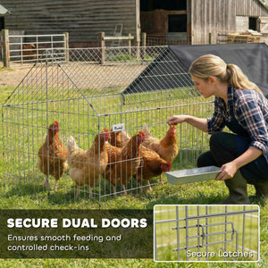 Metal Chicken Coop with UV-Resistant Cover for Hens, Rabbits, Ducks, Geese, 71" x 29.5" x 29.5", Black