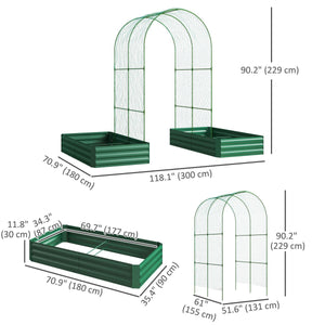 Metal Raised Garden Bed with Trellis for Climbing Plants, Galvanized Garden Bed Kit Outdoor Garden Box with Trellis