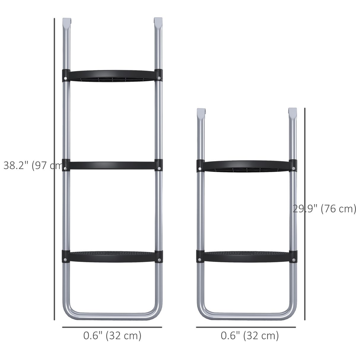 Soozier Trampoline Ladder Steel, 2/3 Steps Outdoor Trampoline Accessories, 38 Inch Length