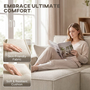 Modular U Shaped Couch, Sectional Sofa with Double Chaises and Spring Cushions, Beige
