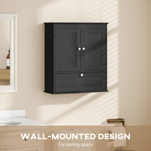 Medicine Cabinet with Adjustable Shelf, Bathroom Wall Cabinet Bathroom Cabinet with Recessed Panels, Black