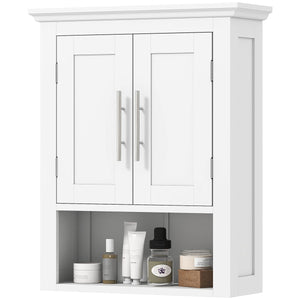 Bathroom Wall Cabinet, Medicine Cabinet, Toilet Storage Cabinet with Shelf for Living Room and Entryway, White