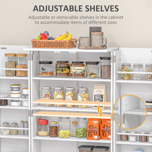 44" Storage Cabinet, 2-Door Kitchen Pantry Cabinet with 4-tier Shelving, 8 Spice Racks and Adjustable Shelves