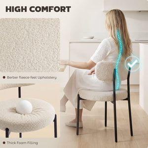 4 Pieces Kitchen Chairs, Modern Dining Chairs w/ Berber Fleece Upholstery and Steel Legs for Living Room, Beige