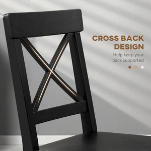 Wooden Dining Chairs Set of 2, Kitchen Chairs with Cross Back, Solid Structure for Living Room and Dining Room, Black