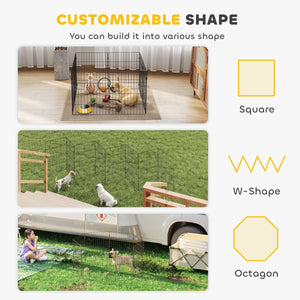 Foldable Metal Exercise Dog Playpen, Expandable Pet Fence Indoor Outdoor Use for Small Dogs, 20" x 24", 8 Panels, Black