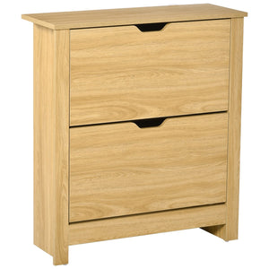 Shoe Storage Cabinet with 3 Flip Drawers and Adjustable Shelves for 12-18 Pairs of Shoes, Natural Wood – view 2